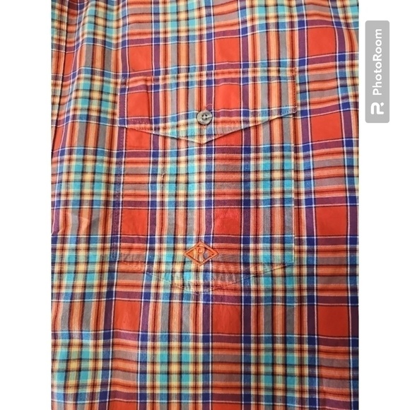 Roper Men's Size XL Plaid Short Sleeve Button Down Two pockets Extra buttons - Picture 4 of 4